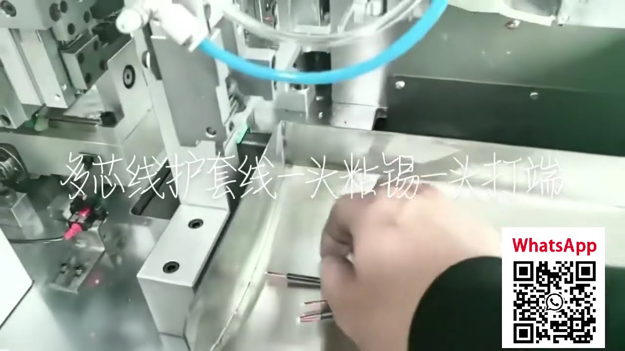 Automatikus kábelkrimpelő és ónozó gép – 18 mm préselés, 15 mm ónozás
